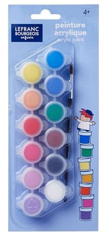 Lefranc Bourgeois - Peinture acrylique pour enfants - 12 pots de 5ml