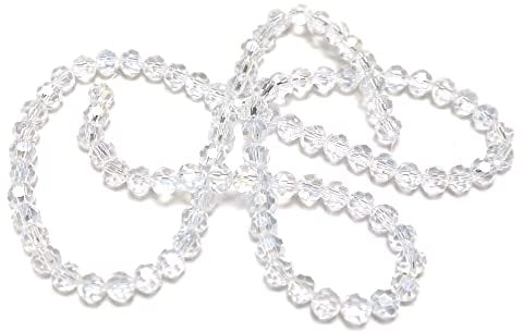 Grade A Czech Crystal Glass Beads - Clear AB, 6mm Faceted Round - Strand of 80+ - Precision Cut Elegance from Czech Republic for Jewellery Making, 1mm Hole