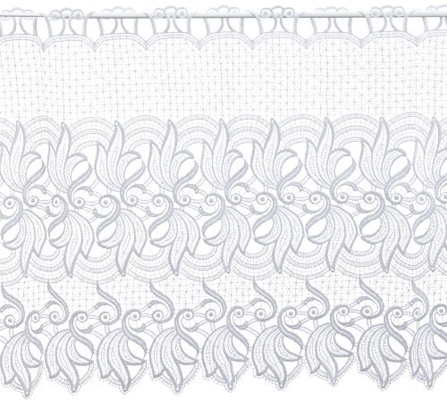 Plauener Spitze by Modespitze, Store Bistro Gardine Scheibengardine mit Stangendurchzug, hochwertige Stickerei, Höhe 60 cm, Breite 176 cm, Weiß