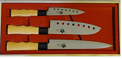 HAC24 Traditionelles Asia Messerset Extrem Scharf Edelstahl Design Messerset 3-teilig mit ergonomischem Griff und rasierscharfen Klingen aus Edelstahl.