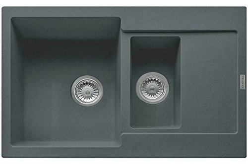 Franke Maris MRG 651-78 Lavabo sobre-encimera Rectangular Granito - Fregadero (Lavabo sobre-encimera, Rectangular, Granito, Negro, 2 senos, Rectangular)