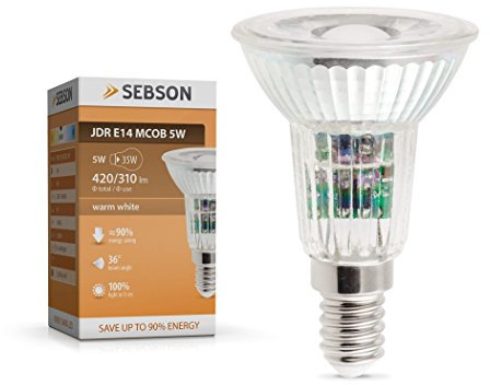 SEBSON® E14 LED 5W COB Lampe - vgl. 50W Halogen - 420 Lumen - warmweiß - LED Spot 46° - 230V