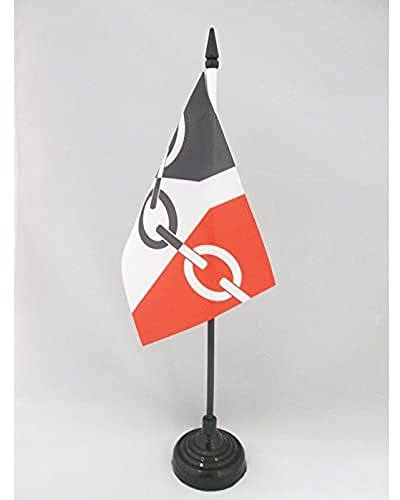 AZ FLAG - Black country Table Flag 4'' x 6'' - Black country Office Flag 100% Polyester 15 x 10 cm - Mini Desk Flag with 10'' Pole and Black Plastic Base
