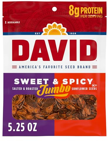 Aaron Judge Limited Edition DAVID Seeds, Sweet & Spicy Jumbo Sunflower Seeds, Bold Flavor, 8g Protein per Serving, Father's Day Baseball Snack for Dad, 5.25 oz (Pack of 12)