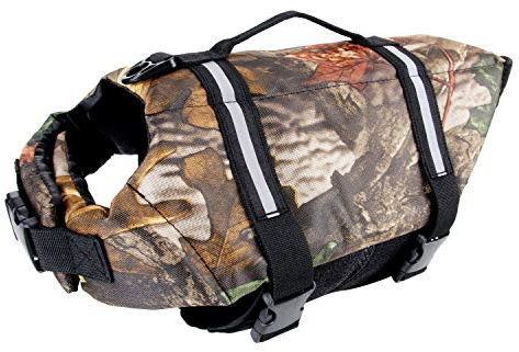 Schwimmweste für Hunde, Camouflage, mit verstellbarem Gürtel, Größe L