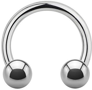 Treuheld® | Hufeisen Piercing Ring | 1,6mm x 14mm | Kugeln 5mm | Chirurgenstahl | Silber | Circular Barbell für Septum, Tragus, Lippe, Bauchnabel