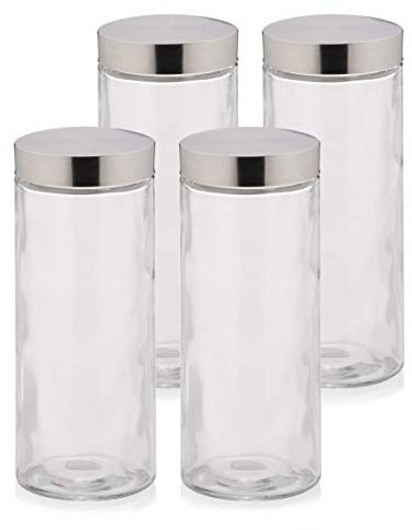 kela Glas Vorratsdosen mit Deckel BERA, 4 Stück, Vorratsglas 2,1 L, Vorratsgläser Set rund, Glasbehälter mit Deckel
