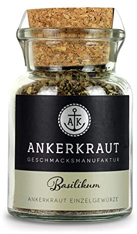 Ankerkraut Basilikum, Kräuter Basilikum, gerebelt, 25g im Korkenglas
