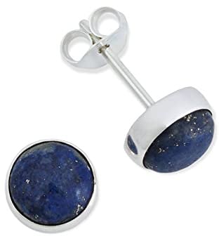 Ohrstecker 925 Silber Lapis Lazuli blauer Stein Edelstein Ohrringe echt Silber Damen Sterling Silber Stecker Geschenk(MOS-042-06)