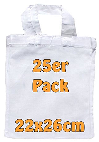 Cottonbagjoe | 10 kleine Apothekertaschen | perfekt zum Bemalen | mit Henkel |Jutebeutel | Geschenktasche | unbedruckt | Bauwolltasche | DIY | 22x26cm | kleine Stofftasche zum Basteln