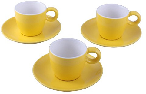 TAMLED Espressotasse mit Untertasse 0,1 Liter gelb im Set zu je 3 Stück
