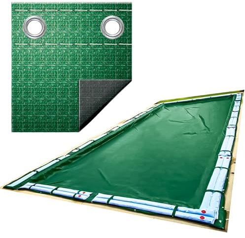 SWIMLINE HYDROTOOLS Supreme Guard Heavy Duty Winter Pool Cover for Inground Swimming Pools | for 18 X 40 FT Rectangle Pools | 23 X 45 FT Cover Size | Green/Black | Water Tube Sleeves | CO122345R