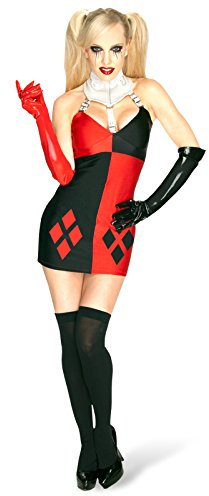 Harley Quinn Comic Kostüm Damen aus Batman 2-tlg Kleid mit Handschuhen - XS