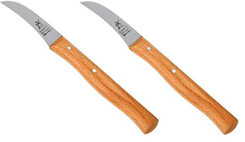 Windmühlen 2 X 1486225010002 Gemüsemesser 60 mm Buche Langer Griff, Gebogene Klinge
