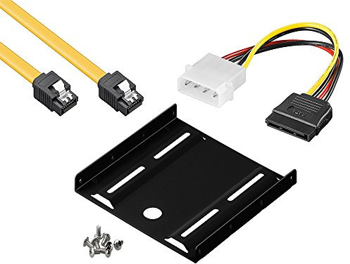 baytronic Einbauset Einbaurahmen für 2,5 Festplatten/SSD's auf 3,5 Adapter Mounting Frame Halterung Schienen inkl. 50cm SATA Kabel + 4Pin Sata Adapter
