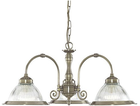 Licht-Erlebnisse Hängeleuchte in Messing Antik Jugendstil 3xE27 bis zu 60 Watt 230V aus Metall & Glas Schlafzimmer Küche Wohnzimmer Esszimmer Lampe Leuchten Beleuchtung innen