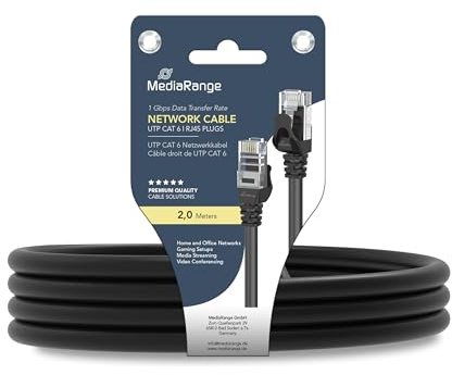 Netzwerk Kabel CAT6 2,0m, RJ45, schwarz