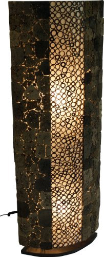GURU SHOP Stehlampe/Stehleuchte, in Bali Handgemacht aus Naturmaterial, Lavastein, Bambus - Lava Bamboo 100 cm