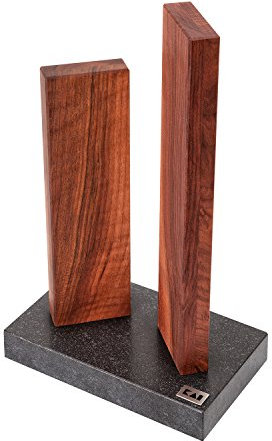 KAI Petit Bloc à Couteaux magnétique Stonehenge en Noyer avec Base en Granit - Bois Haut de Gamme - pour 4 Couteaux - Dimensions 18 x 10 x 28-30 cm