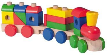 Jouéco Holzzug Steckspielzeug für Kleinkinder unterstützt das spielende Lernen von Motorik und Farben