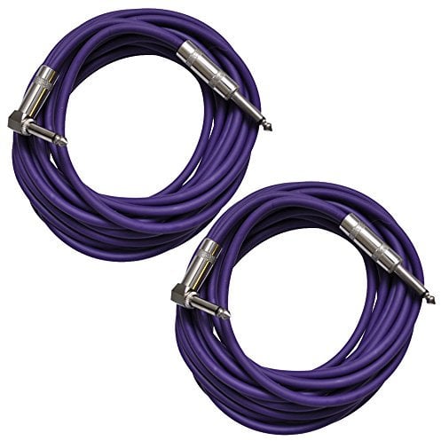 Seismic Audio SAGC20R-Purple-2Pack Purple 20-Feet Right Angle to Straight Guitar Cables, Pair