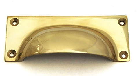 Solid Brass Rectangular Drawer Pull/Cupboard Door Handle (10cm)