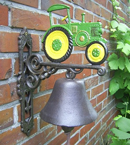 Unbekannt Türglocke Verschiedene Dessins Gusseisen Antik Nostalgie Stil Retro Bauernhof Tiere Feuerwehr ect. (Traktor grün)