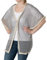 styleBREAKER Poncho in Häkeloptik mit Armausschnitten, Haken Verschluss, Borte, Sommer Weste, Damen 08010024, Farbe:Hellgrau-Creme