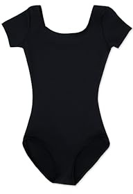 Capezio girls Team Basic Short Sleeve athletic leotards, Black, 12 14 US