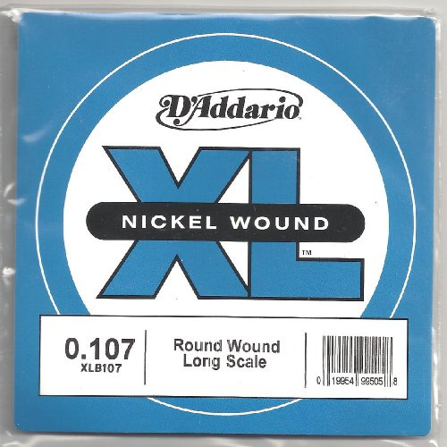 D'Addario XLB107 Nickel Wound Bass Guitar Single String, Long Scale, .107