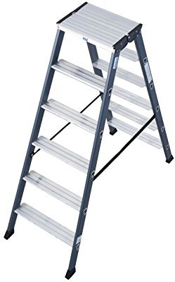 KRAUSE Doppelleiter Sepro D eloxiert, 2 x 6 Stufen, 125835