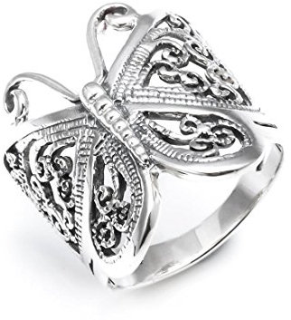 Silverly Breiter Filigraner Schmetterlingsring aus Sterlingsilber | Daumenringe aus 925er Silber für Damen | Brautjungfernschmuck im Vintage-Stil | Verzierte von der Natur Inspirierte Ringe für Sie