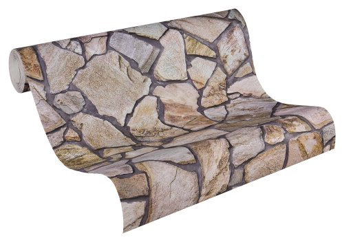 A.S. Creation 927316 Mustertapete in Natursteinoptik Wood`n Stone, beige, braun, grau