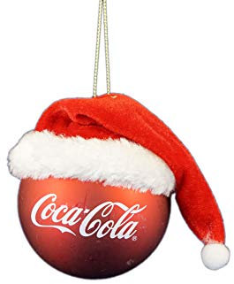 Kurt Adler Ornamento a Sfera Coca-Cola con Cappello da Babbo Natale, Vetro, Dimensioni Standard