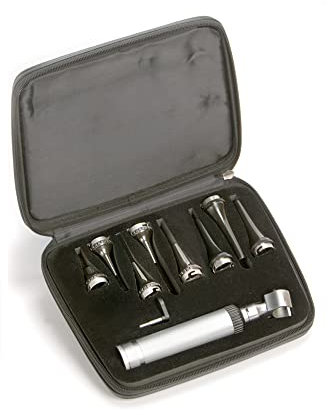 Gima - Xenon-Halogen-Kunststoff-Veterinär-Otoskop-Set, 8 autoklavierbare Spekula mit einem Durchmesser von 2,5 bis 9 mm, 31422