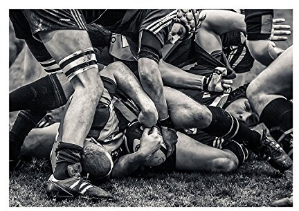 Wee Blue Coo Photo Sport Rugby Football Scrum Players Ball Picture Wall Art Print