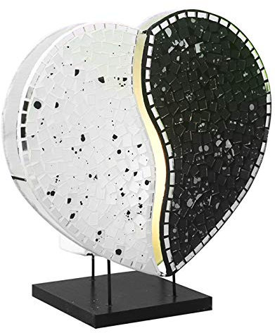 Woru Deko-Leuchte HEART in rot oder schwarz, Natur-Material, 30 cm Durchmesser, Stimmungsleuchte