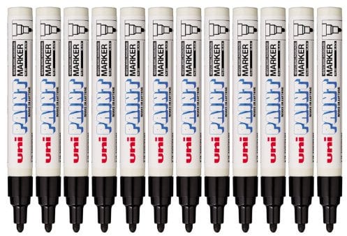 Uni-Ball Paint Marker PX-20 - Marcador permanente (Negro, Negro, Color blanco), paquete de 12 unidades