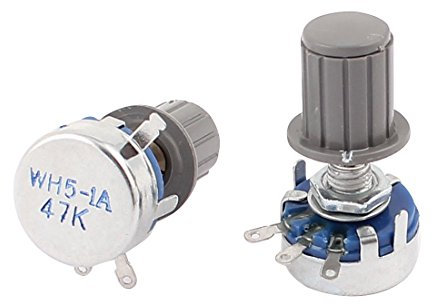 sourcing map 2 stück WH5-1A 47K ohm Rundschaft Karbon Geradelinig Potentiometer w-Regler auf