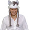NET TOYS Wolf Mütze Plüsch Wolfsmütze grau-weiß Tiermütze Wolfmütze Hundemütze Plüschmütze Bommelmütze Tierhut Winter