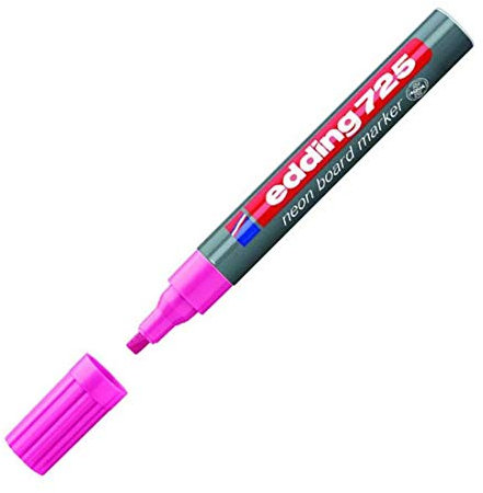 edding 725 neon board marker - neon pink - 1 Stift - Meißelfeder 2-5 mm - Whiteboard, Kreidetafel, Glas, Spiegel - für leuchtende Markierungen in dunklen Räumen, dunklen Oberflächen