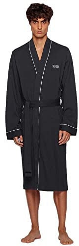 BOSS Herren Kimono Bademantel Morgenmantel aus gebürsteter Baumwolle im Kimono-Stil mit Logo