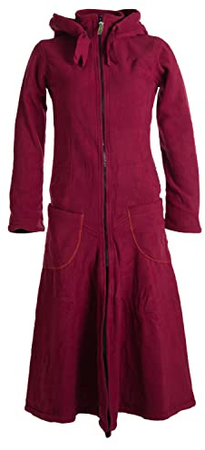 Vishes - Alternative Bekleidung - Langer, warmer Fleece Mantel mit Zipfelkapuze