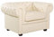 Beliani Retro Sessel englischer Stil Echtleder Creme/beige Chesterfield