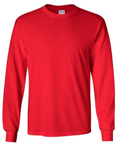 Gildan Men's Ultra Cotton Long Sleeve T-shirt, Style G2400 Shirt, Red, XL