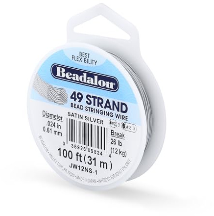 Beadalon 0.61 mm Diameter 31 m Reel 49 Strand Wire, Satin Silver