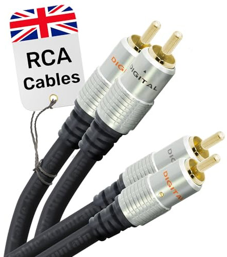 CableMountain 2 RCA to 2 RCA Cable 0.5m - Gold Plated Male-to-Male Phono to Phono Cable | RCA Audio Cable for Amplifier, Turntable, TV, Home Theater, Speakers and HiFi Systems