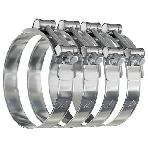 4 Pack - 44mm > 47mm T Bolt Hose Clamps Zinc Turbo Pipe Clips
