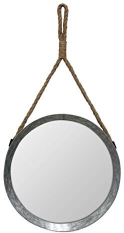 Stonebriar - Espejo Grande suspendido Redondo galvanizado con Cuerda