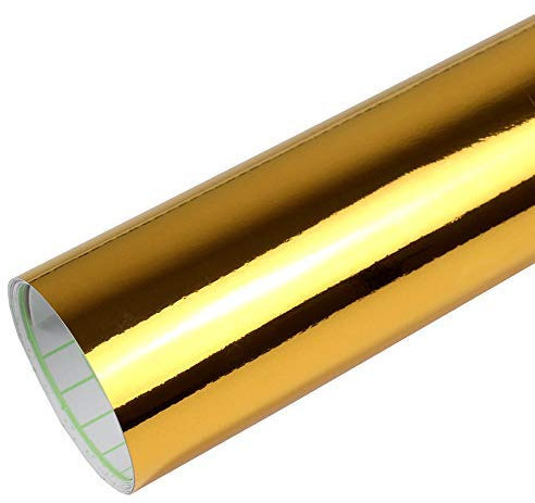 Rapid Teck® 15,79€/m Premium Chrom Gold - 2m x 1,52m - Blasenfrei mit Luftkanälen - Auto Folierung - Car Wrapping Folie - Schwarze Folie Auto